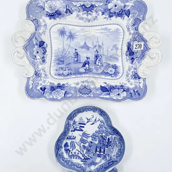 Mid C19th English B&W Tureen Tray and Dish