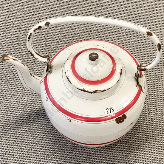 Oversize Enamelled Tin Kettle