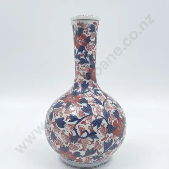 Late C19th Imari Bottle Vase with Original Cover