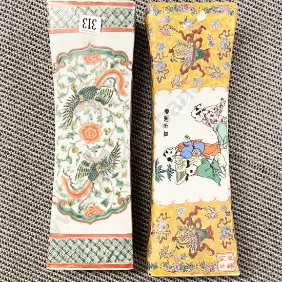 Two Chinese Enamelled Porcelain Pillows