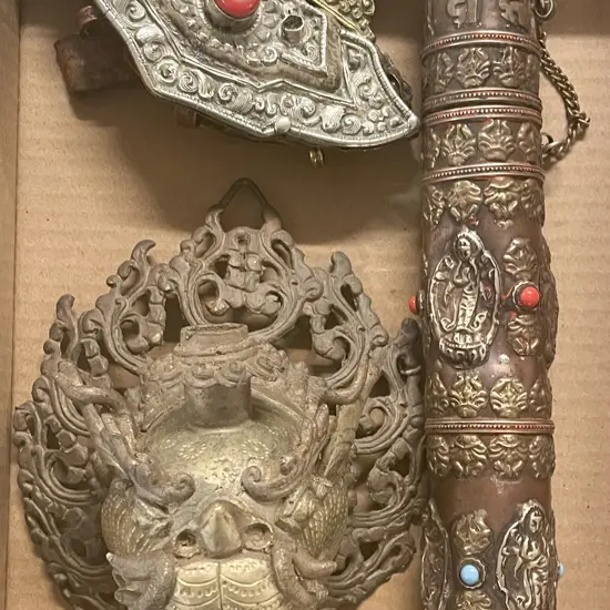 Tibetan Silver and Brass Decoration