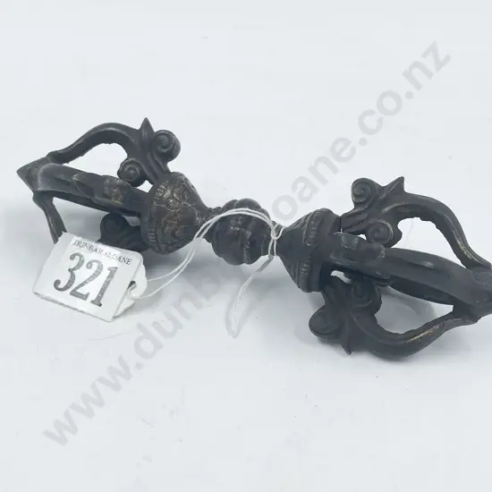 Tibetan Cast Iron with Gilt Highlight Dorje