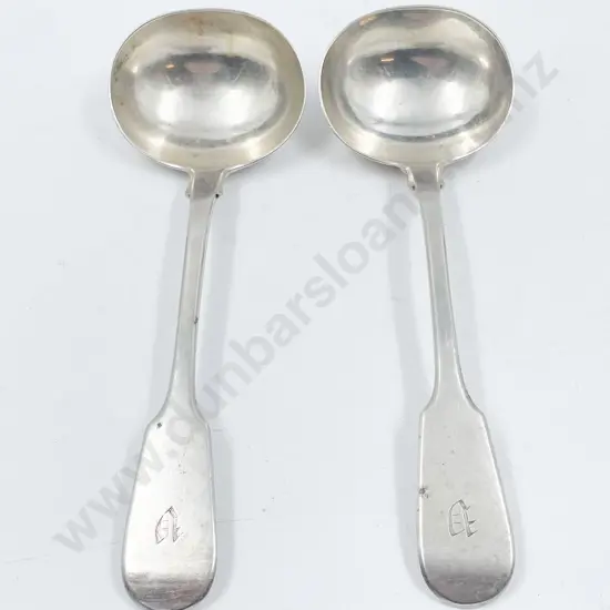 Pair of Vict Sterling Silver Fiddle Pattern Sauce Ladles