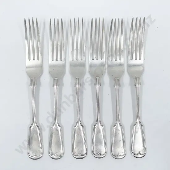 Set of Six Sterling Silver Fiddle & Thread Pattern Table Forks