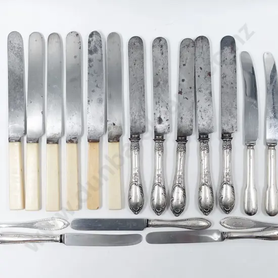 Various Steel Bladed Table Knives