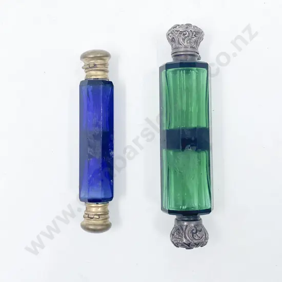 Vict. Bristol Green & Blue Double-ended Scent Bottles