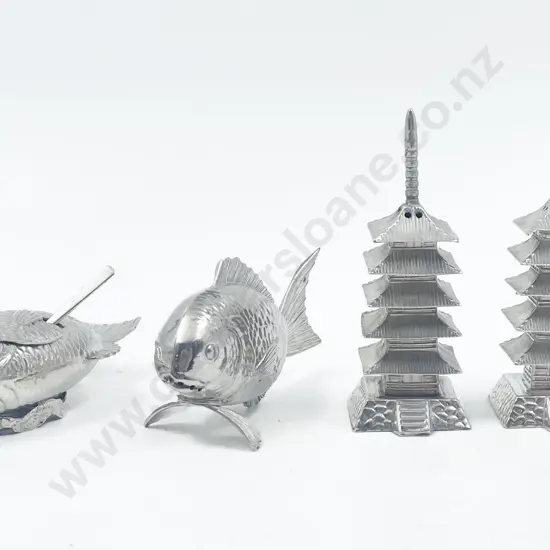 Japanese .950 Sterling Two Condiment Sets