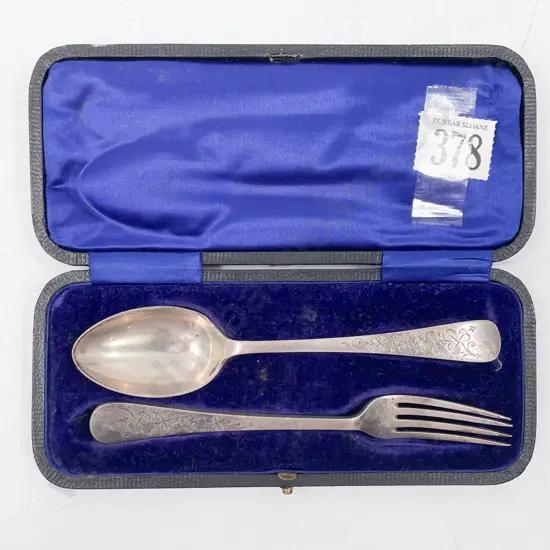 Cased S/S Christening Spoon and Fork Set