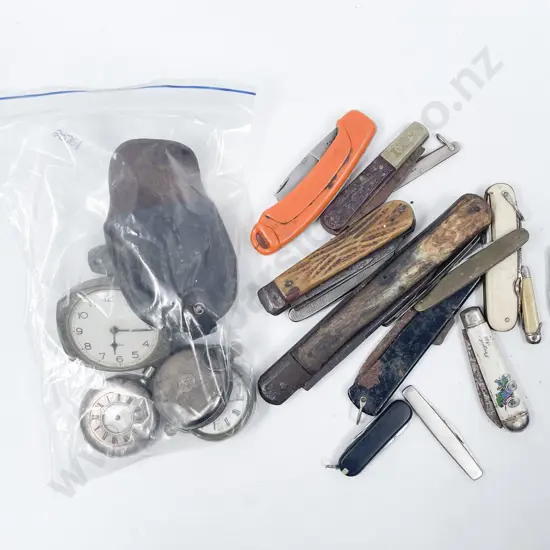 Collection of Various Pocket Knives & Pocket Watches