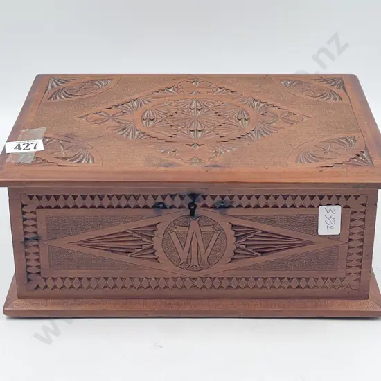 NZ Kauri Chip Carved Work Box