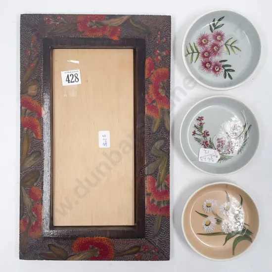 Jane Brenkley Carved Frame & Three NZ Dishes