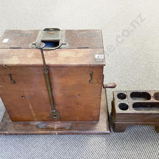 Antique Bingo Callers Box & Tellers Money Stand