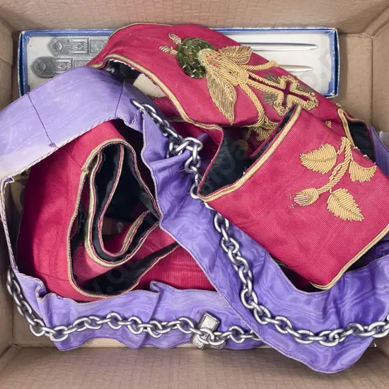 Two Lodge Bullion Embroidered Sashes