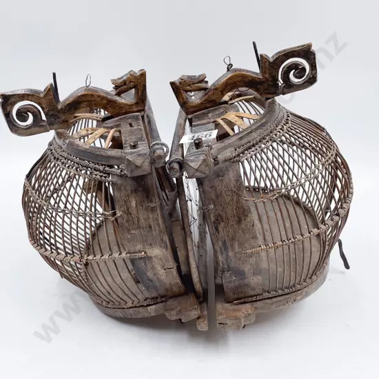 Twin Chinese Songbird Cages