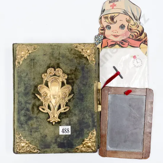 Edw Photo Album with Original Packed Dolly's A Nurse & Slate Board