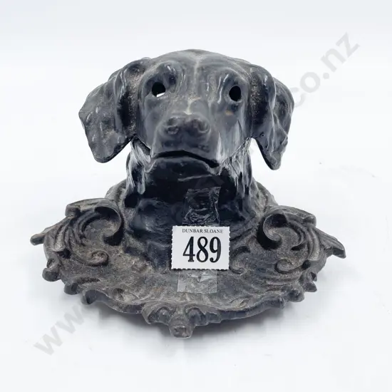 Cast Iron Dog Form Ink Stand