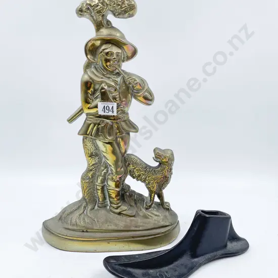 Brass Door Stop & Cobblers Shoe Last
