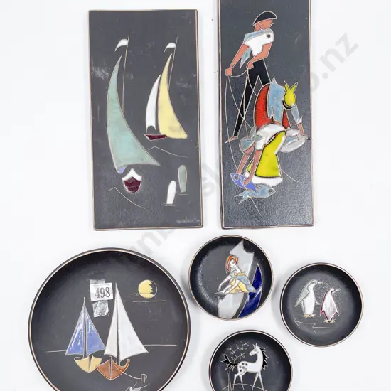 Two Ruscha Plaques & Four Dishes