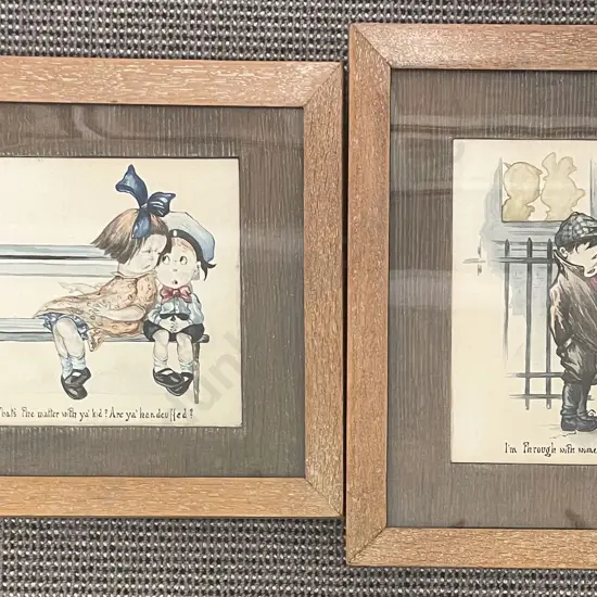Pair Framed Vintage Cartoons