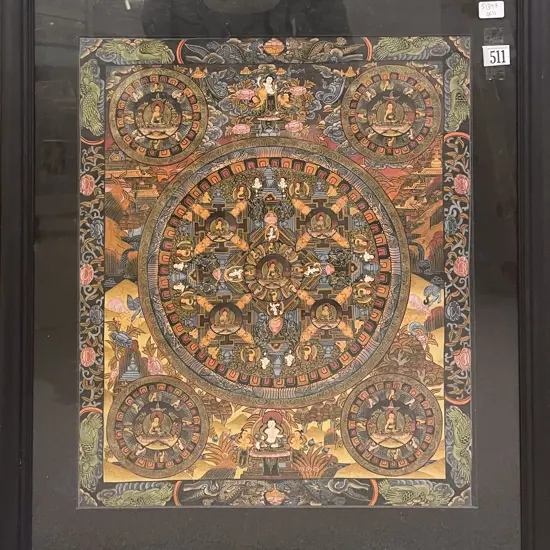 Framed Buddhist Thangka