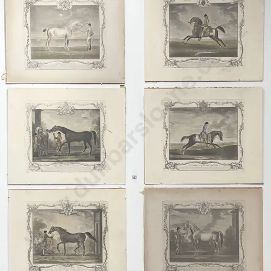 Set of Six Georgian Racehorse Hand Coloured Etchings