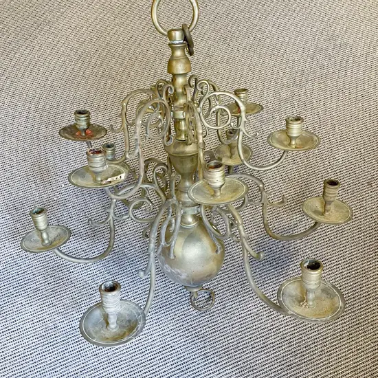 C19th Brass Twelve Candle Ceiling Fitting (Missing Four Originals Sconce Pins)
