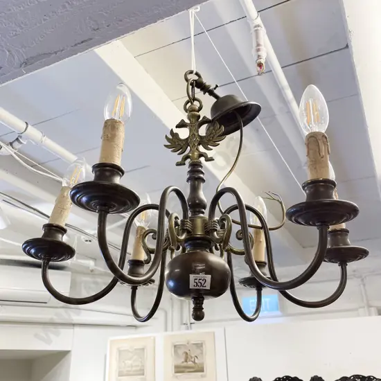Georgian Style Six Electric Light Brass Ceiling Fitting