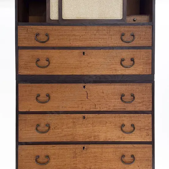 Antique Japanese Two Section Kimono Chest