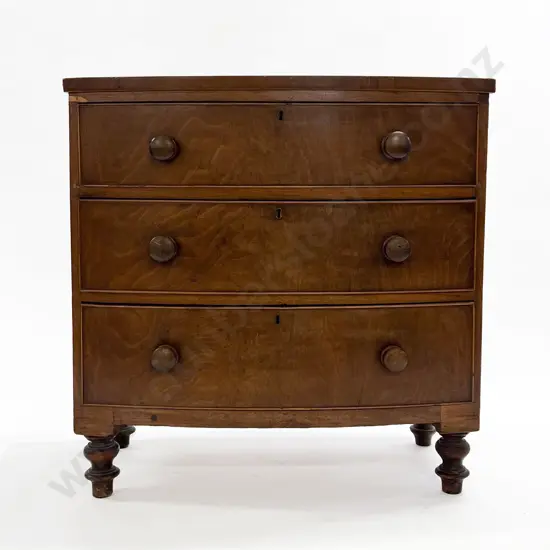 Vict Mahogany Three Drawer Bowfront Chest