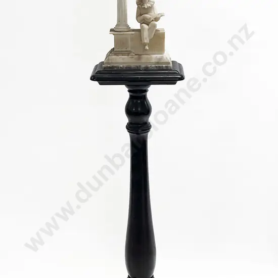 Art Nouveau Alabaster Figured Lamp on Ebonised Stand