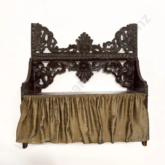 Late C19th Wall Mounting Two Shelf Cabinet with Carved Aprons