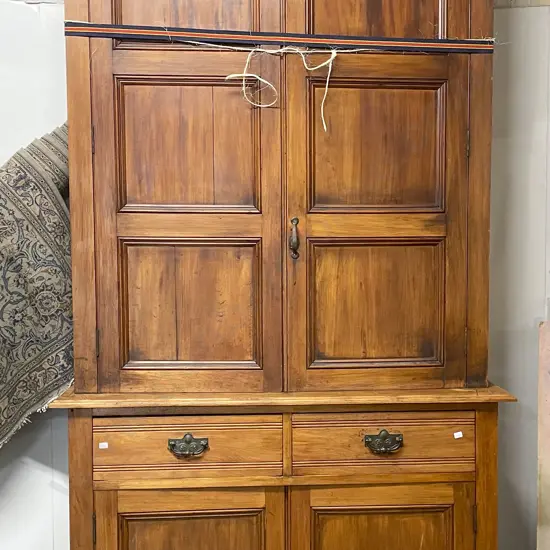 Large Colonial Bookcase Cabinet