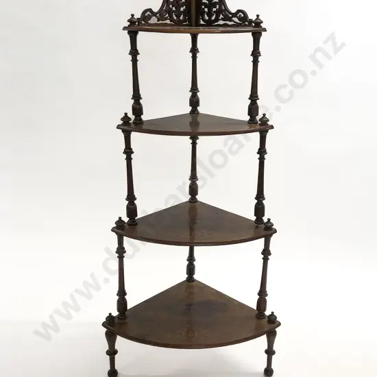 Vict Walnut Four Tier Corner Whatnot