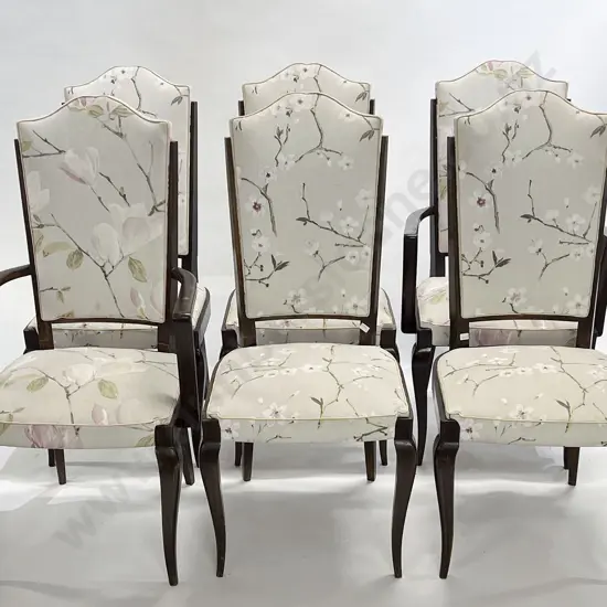 Set of Six Mid C20th French Beech Framed Dining Chairs