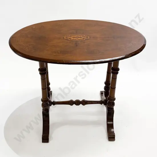 Late Vict Inlaid Figured Walnut Occasional Table