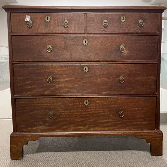 Geo III Country Oak Flat Front Five Drawer Chest