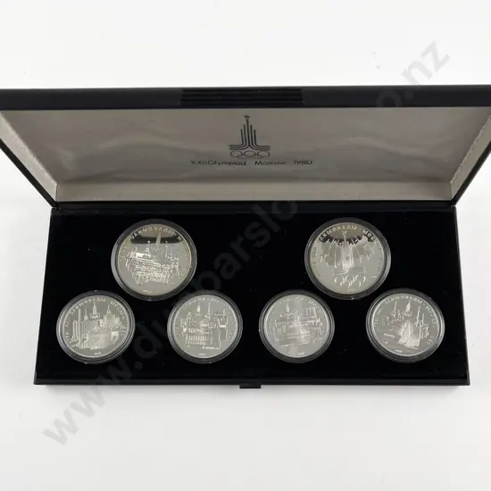 Russia XXII Summer Olympics Moscow 1980 Silver Five Coin Box Set
