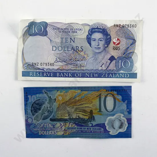 NZ 2000 Millennium $10 Bank Note and $10 Anniversary 1990
