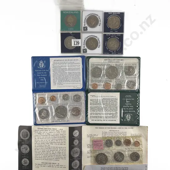 NZ Six Commemorative Dollars 1967 1980 1982 Unc Coins Sets