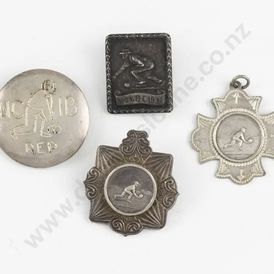 NZ Three Various Bowling Brooches and Medallion