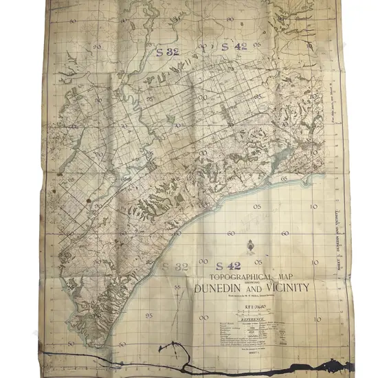 WWI HDQRS Otakou (No1) Home Guard Topographical Map Dunedin and Vicinity