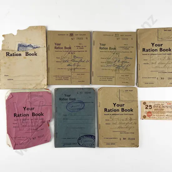 WWII Six Ration Booklets still with Some Ration Coupons