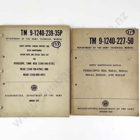 Two Army Technical Manuals for Periscopes 1960 1970