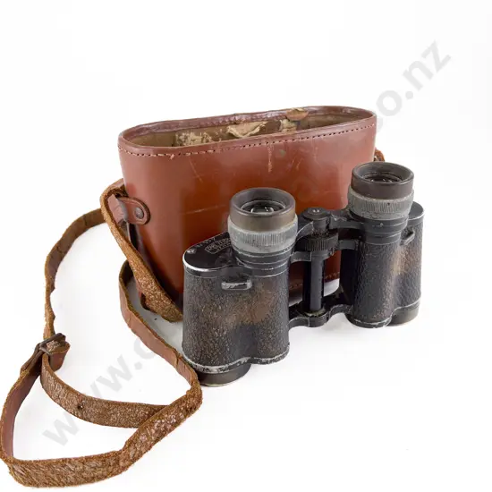 Pair Leather Cased Binoculars