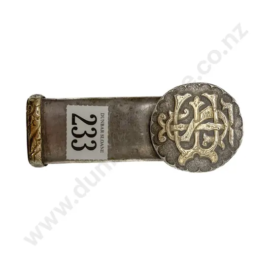 Antique Steel and Gold Initial Mounted Sword Fitting