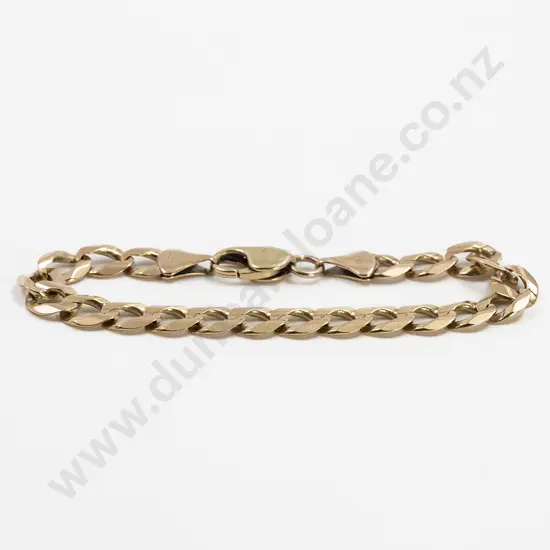 Italian 9ct Modern Faceted Flat Curb Link Bracelet