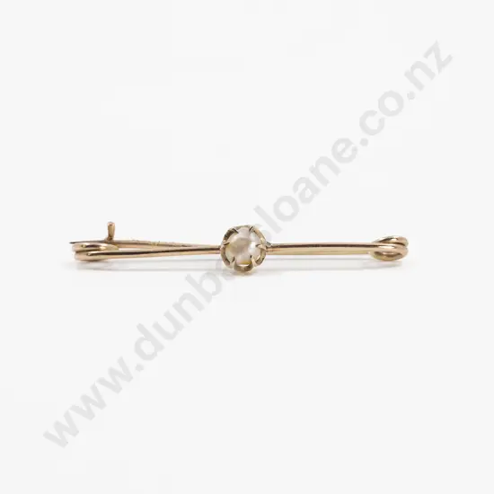 9ct Single Natural Pearl Pin Brooch