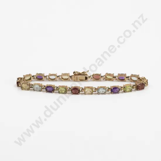 .925 Silver Gilt 20 Multi-Gem Bracelet