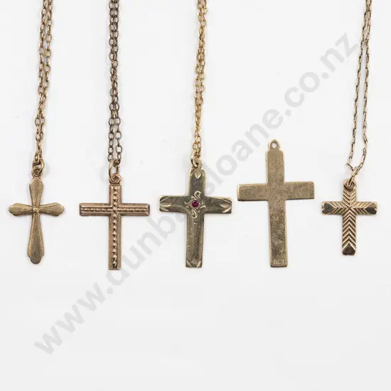Five Various 9ct Cross Pendants