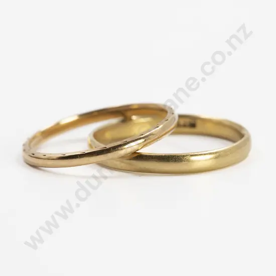 Two 18ct Plain Wedding Bands